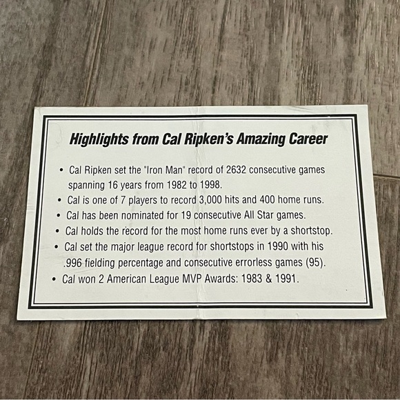 1997 Fotoball Vintage Wheaties All Stars Cal Ripken Jr. Commemorative Baseball - Picture 4 of 4